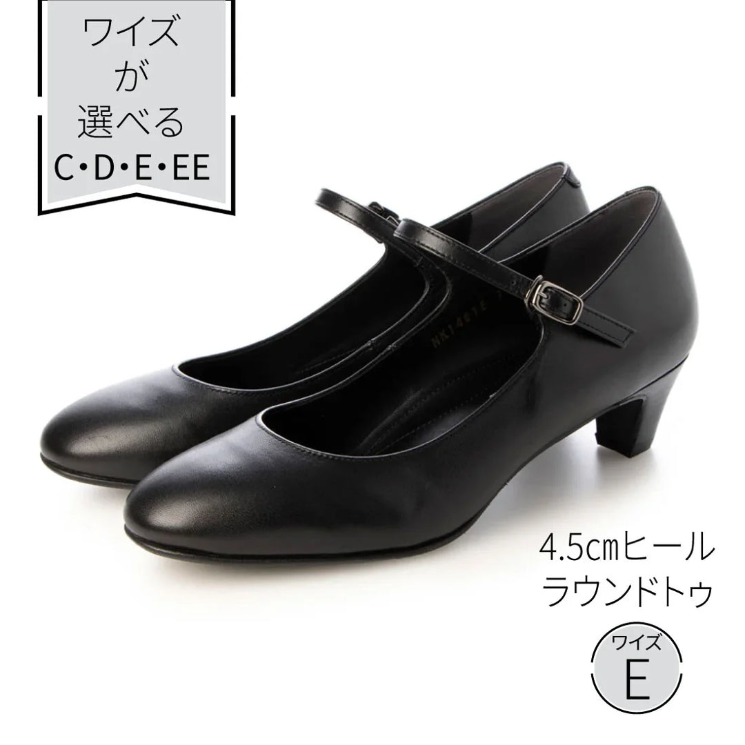 EIZO black ブラックパンプス/ラウンドストラップ4.5cm 【N1401 EIZO black ブラックパンプス/ラウンドストラップ4.5cm 【N1401