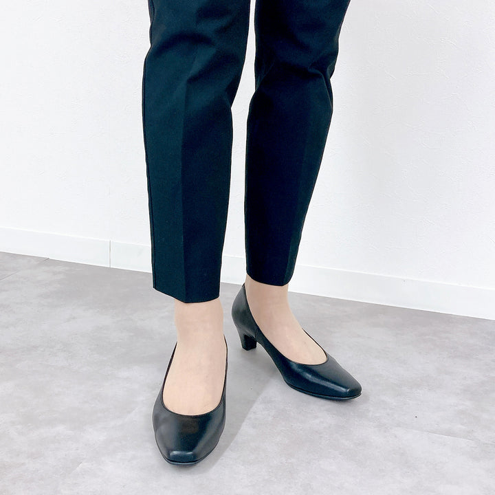 EIZO black ブラックパンプス/すっきりスクエア4.5cm 【N1403